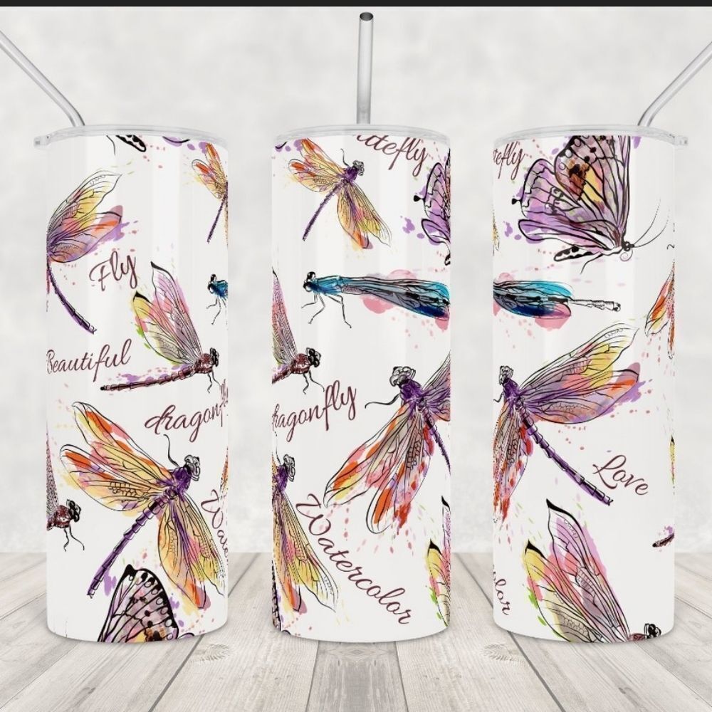 Dragonfly 20oz skinny metal tumbler